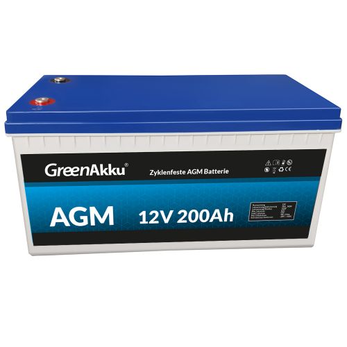 GreenAkku Zyklenfeste AGM Batterie 12V 200Ah - Camper Gold Shop